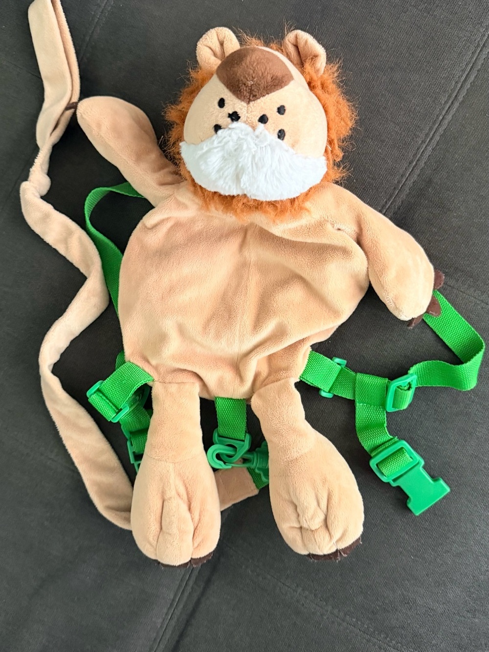 Lion Plush Kids Safety Harness Backpack - Tan and Green